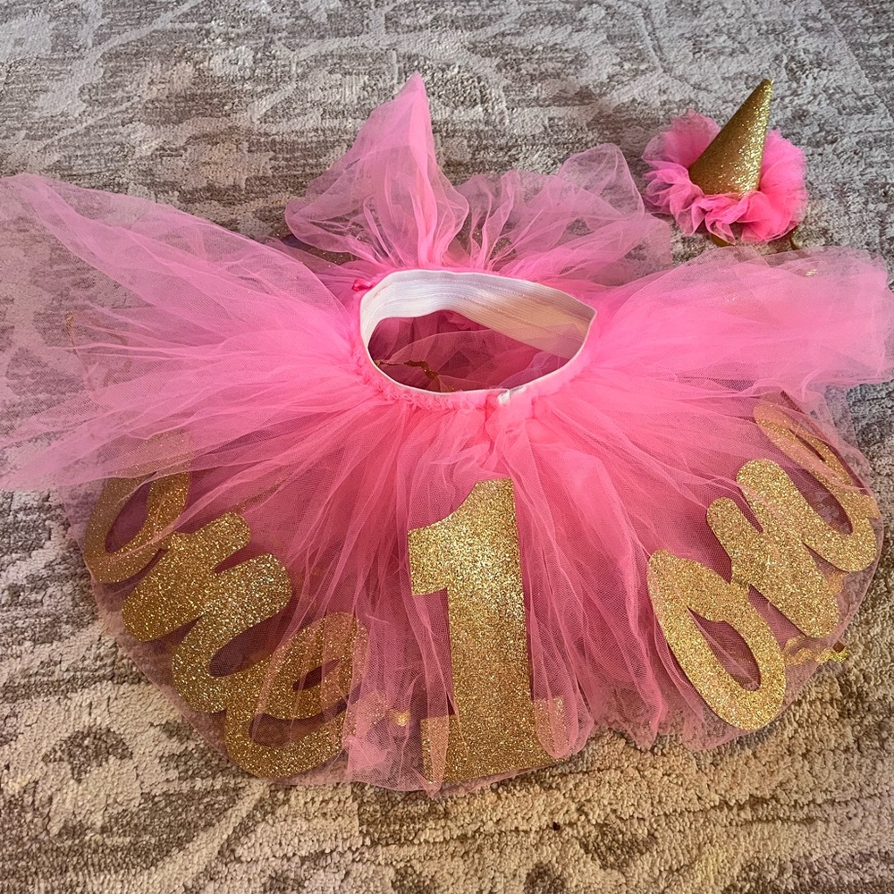 Pink and Gold Kids Birthday Tutu